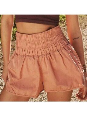 FREE PEOPLE Movement The Way Home High Rise Shorts Brushed Apricot Large